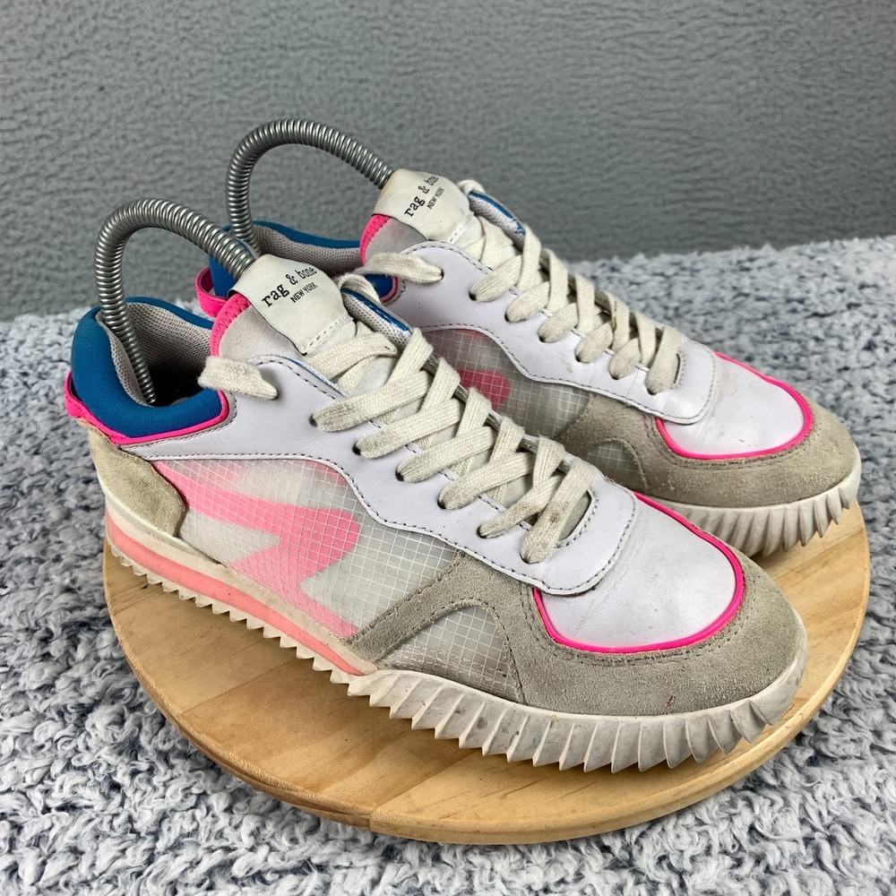 Rag & Bone Retro Runner 2.0 Sneakers Women's EU 36 US 6 White Pink Multi Low Top